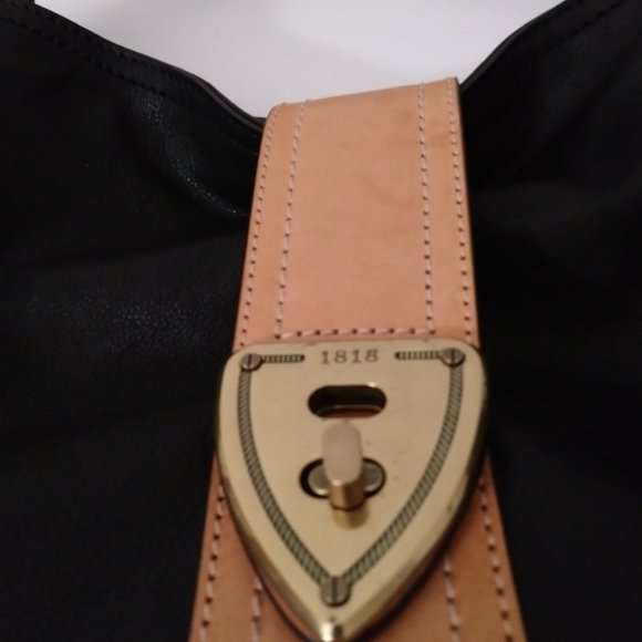 Brook Brothers Leather Black Tan Hobo Bag - Picture 14 of 16